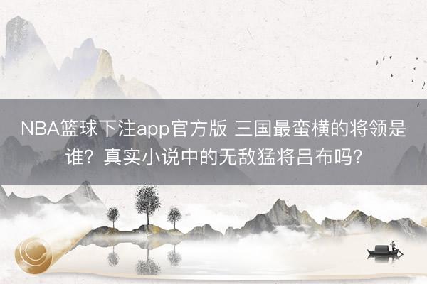 NBA篮球下注app官方版 三国最蛮横的将领是谁？真实小说中的无敌猛将吕布吗？