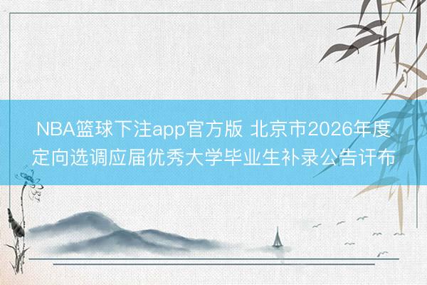 NBA篮球下注app官方版 北京市2026年度定向选调应届优秀大学毕业生补录公告讦布